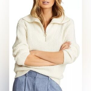 REISS Cream Safia Zippered Neck Sweater XS
